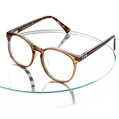 3d tortoiseshell eyeglasses on clear stand isolated on transparent background