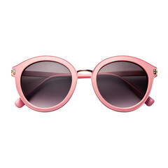3d pink round sunglasses with gradient lenses isolated on transparent background