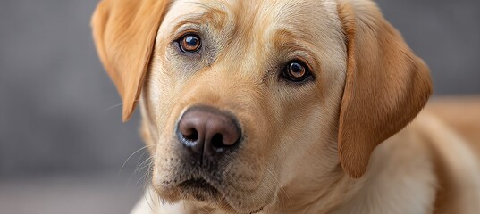 Charming Close-up Portrait of an Adorable Yellow Labrador Retriever with Endearing Expression