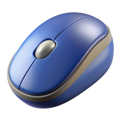 3d blue computer mouse ergonomic design isolated on transparent background