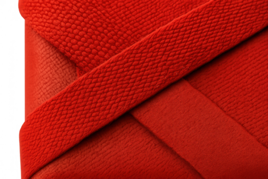 Red fabric texture with woven detail and soft textile material on a transparent background