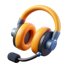 3d gaming headphones with microphone isolated on transparent background