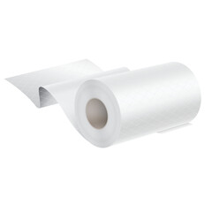 White Toilet Paper Roll Unfurling With Transparent Background and Subtle Dot Pattern