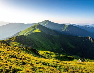 Fototapeta premium Sunlit Mountain Ridge Landscape