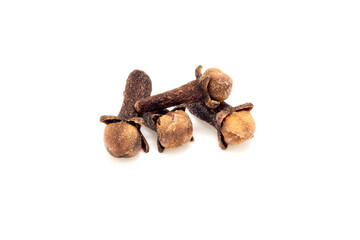 Aromatic Dry Clove Spice Macro Closeup on White Background Isolated