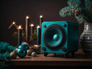 Monochrome transformative teal wireless speaker with futuristic minimalist modern design