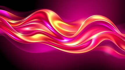 Futuristic Metallic Gold and Magenta Fluid Wave Design