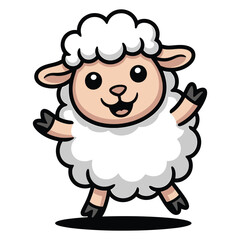 Obraz premium Delightful cartoon sheep, waving with a cheerful expression, perfect for farmthemed designs and childrens illustrations