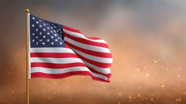 American Flag Waves Proudly Against a Softly Lit Background