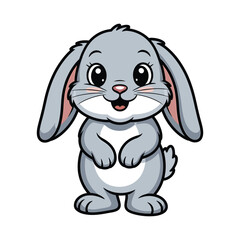 Fototapeta premium Illustration of a cute gray bunny, standing upright with big eyes, long ears, and a fluffy tail, creating a charming and whimsical image