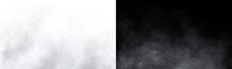 White transparent smoke on white and black backgrounds with soft diffusion and contrast for atmospheric visual compositions