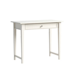 White wooden writing desk with single drawer isolated on Transparent Background