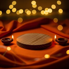 Diwali Celebration: Lit Diyas and Festive Bokeh Lights.