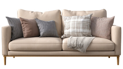 Isolated contemporary leather sofa on white background furniture design