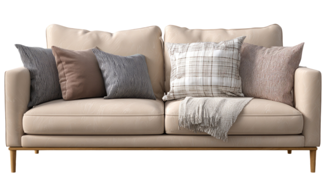 Isolated contemporary leather sofa on white background furniture design