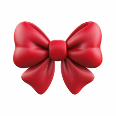 3D chubby cute cartoon red bow isolated on transparent background.