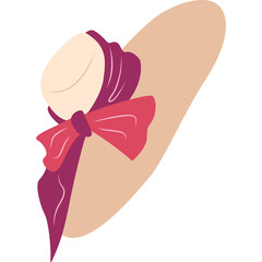 Wide Brim Sun Hat with Red Ribbon Bow Accent in Neutral Beige and Burgundy Colors Elegant Outdoor Fashion Accessory