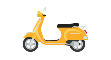 Obraz premium Vibrant yellow vintage scooter illustration, a classic vehicle design with clean lines ideal for