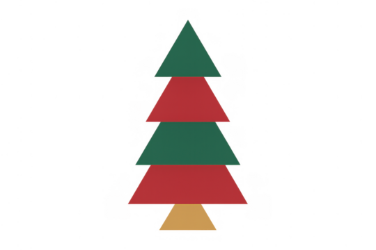 Christmas tree vector art displaying simple geometric shapes for winter holidays and festive season transparent background