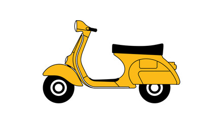 Fototapeta premium Stylized illustration of a vintage yellow scooter evoking themes of freedom and travel