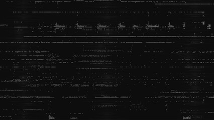 VHS Glitch Lines Texture Background. Abstract Black And White Screen