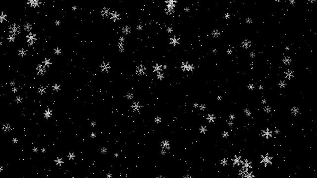 Christmas Snowing Overlay on Transparent Background. Alpha Channel. Winter Holiday Concept.
