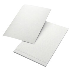 3d blank white paper sheets isolated on transparent background