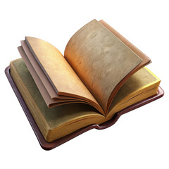3d ancient open book isolated on transparent background