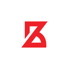 letter zb simple geometric linked red logo vector