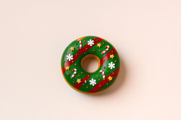 AI generated Stylized Christmas Donut on Pastel Background