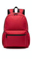Vibrant red backpack with black zippers and straps perfect for school or travel