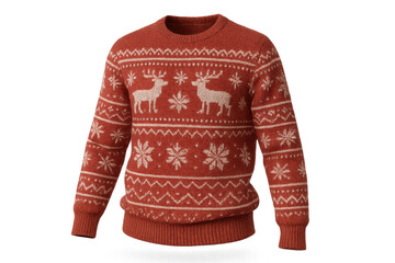 Knitted festive pullover for winter season, featuring traditional holiday fair isle design and warm fabric