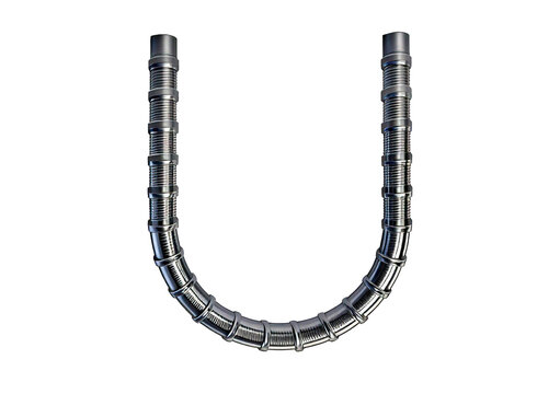 3D illustration of circle reinforcements steel TMT bar close up. ,silver isolated on transparent or white background