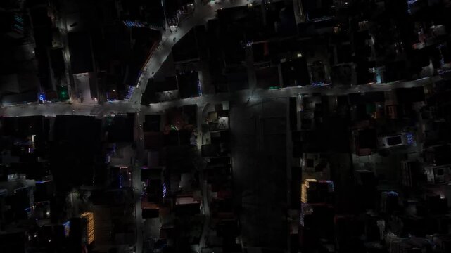 Aerial night footage of Kathmandu city during Diwali (Tihar), featuring the illuminated Dharahara Tower and glowing skyline filled with festive lights, showing Nepal&rsquo;s vibrant cultural celebration.