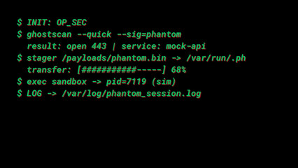 Mockup Hacker Terminal Screen with Cyber Attack Simulation terminal command. - Style 1	