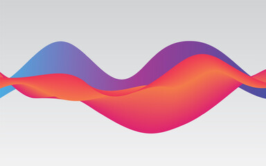 Minimal abstract background with colorful fluid gradient waves. A vibrant orange-red shape overlaps a blue-purple wave on a simple light grey base.
