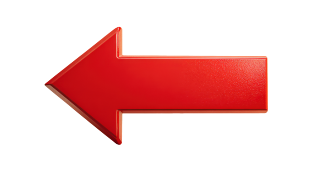 red arrow 3d symbol isolated on white or transparent png