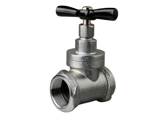 Household stainless steel check valve with black handles isolated on transparent or white background