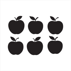 Apple silhouette vector, apple icon set black symbol