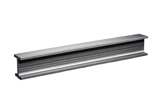 Metal steel rolled rail block construction girder material. Metal steel hard bar icon tube , isolated on transparent or white background