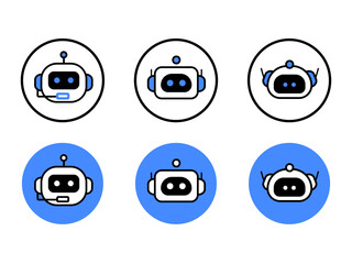 AI・チャットボットロボットアイコンセット | 青いシンプルなベクターデザイン