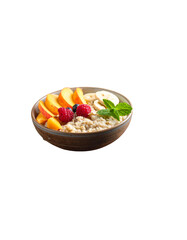 Healthy Breakfast with Oatmeal, Fruits, and Nuts