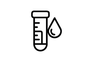 Medical test tube with liquid drop icon