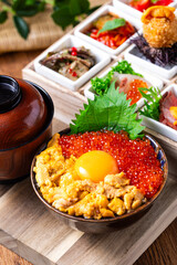 ウニといくら丼の升ランチ