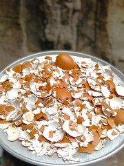 Eggshell Pile on Silver Tray