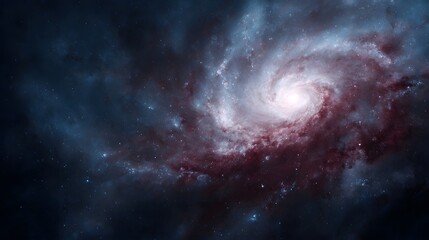 Fototapeta premium A vibrant spiral galaxy with swirling arms and colorful nebulae illuminated in deep space