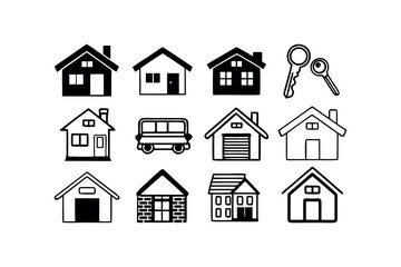 Fototapeta premium Collection of House and Key Icons