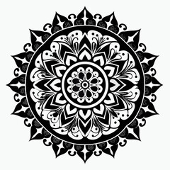 Bridal Mandala vector clean black silhouette design white background