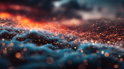 Abstract network connection over clouds representing data and global technology