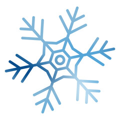 Watercolor snowflake. Artistic blue snowflake with watercolor texture. Snow icon. Winter decoration. Vector illustration